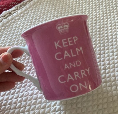 Glorious Britain Keep Calm and Carry On Pink Ceramic Coffee Mug 12 fl oz