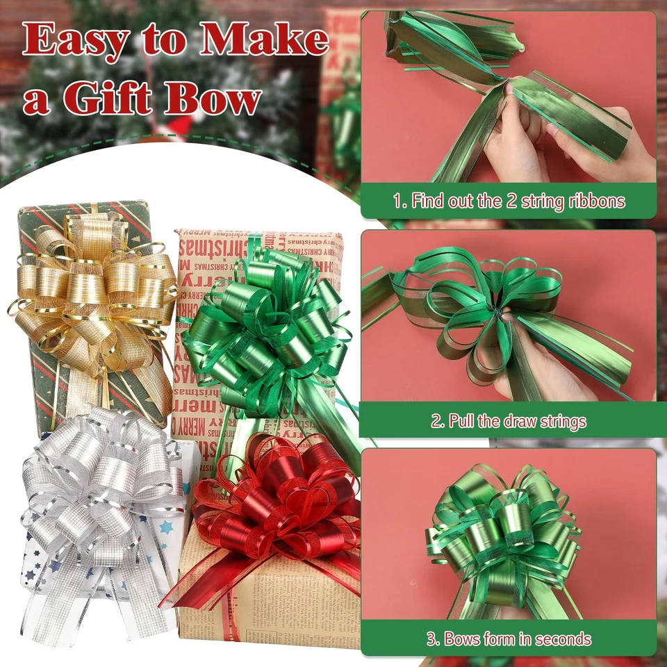 100 Piezas Arcos de Navidad a Granel para Envoltura de Regalo, Arcos de Regalo Grandes de 6 Pulgadas... Foto 4 de 4