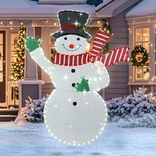 Snowman Lighted Christmas Decorations, 5.3 FT Neon Light Sign Animated Xmas O...