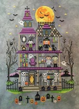 Halloween House Mansion Cross Stitch Pattern Sampler