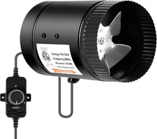 Simple Deluxe 4" Inline Booster Duct Fan 4 Inch with Controller, Black 