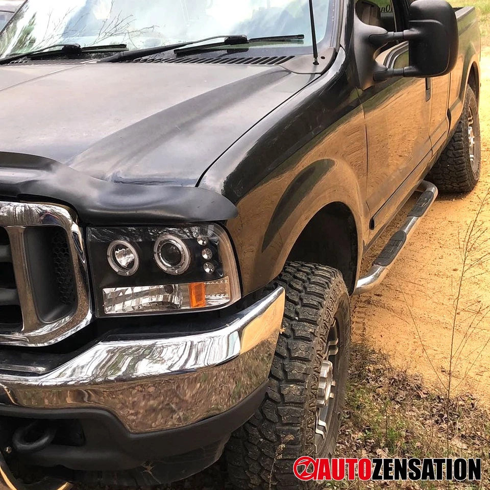 Fit 1999-2004 Ford F250 F350 F450 Black LED Halo Projector Headlights 99-04 Foto 3 de 4