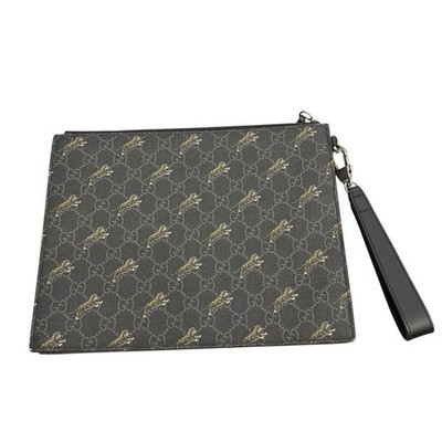 Gucci GG Supreme Tiger Print Clutch Tasche Schwarz Handschlaufe Authentisch
