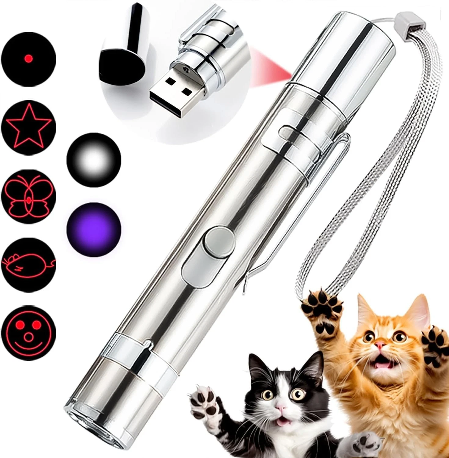 7-in-1 LED Cat Laser Toy – USB Rechargeable, Interactive & Fun for Pets!
Opens in a new window or ta