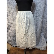 Vintage Sears White Lace Trim Half Slip Midi Skirt Cotton Blend Small 35734