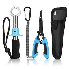 2Pcs Fishing Tools Kit- Fishing Plier, Fish Lip Gripper, Multifunctional Fish...