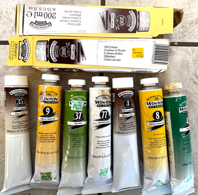 #ad #ad Lot 7 Winsor Newton Oil Color 200ml 6.75 OZ Tubes soft 100% Full Viridian hard $98.00