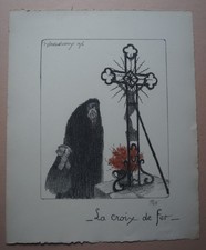 Lithographie  WW1   LA CROIX DE FER   Signé HENRI DESBARBIEUX