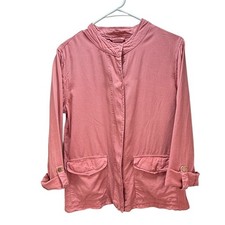 Sanctuary Utility Jacket L Pink Lyocell Snap Front Roll Tab Sleeve Soft Layering