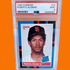 1988 DONRUSS Roberto Alomar #34 Rookie Baseball Card RATED ROOKIE PSA 9 MINT