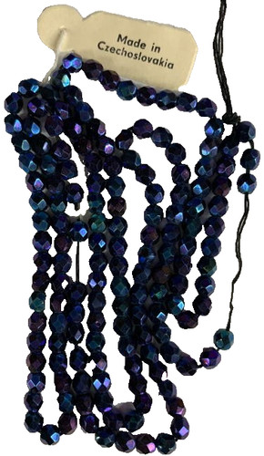 150 Vintage Glass Beads | 1960s Czech Deep Purple Aurora Borealis on Temp String