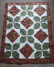 Handmade Lap Quilt 42 x 54 Inches Red and Green Christmas Cotton Fabric