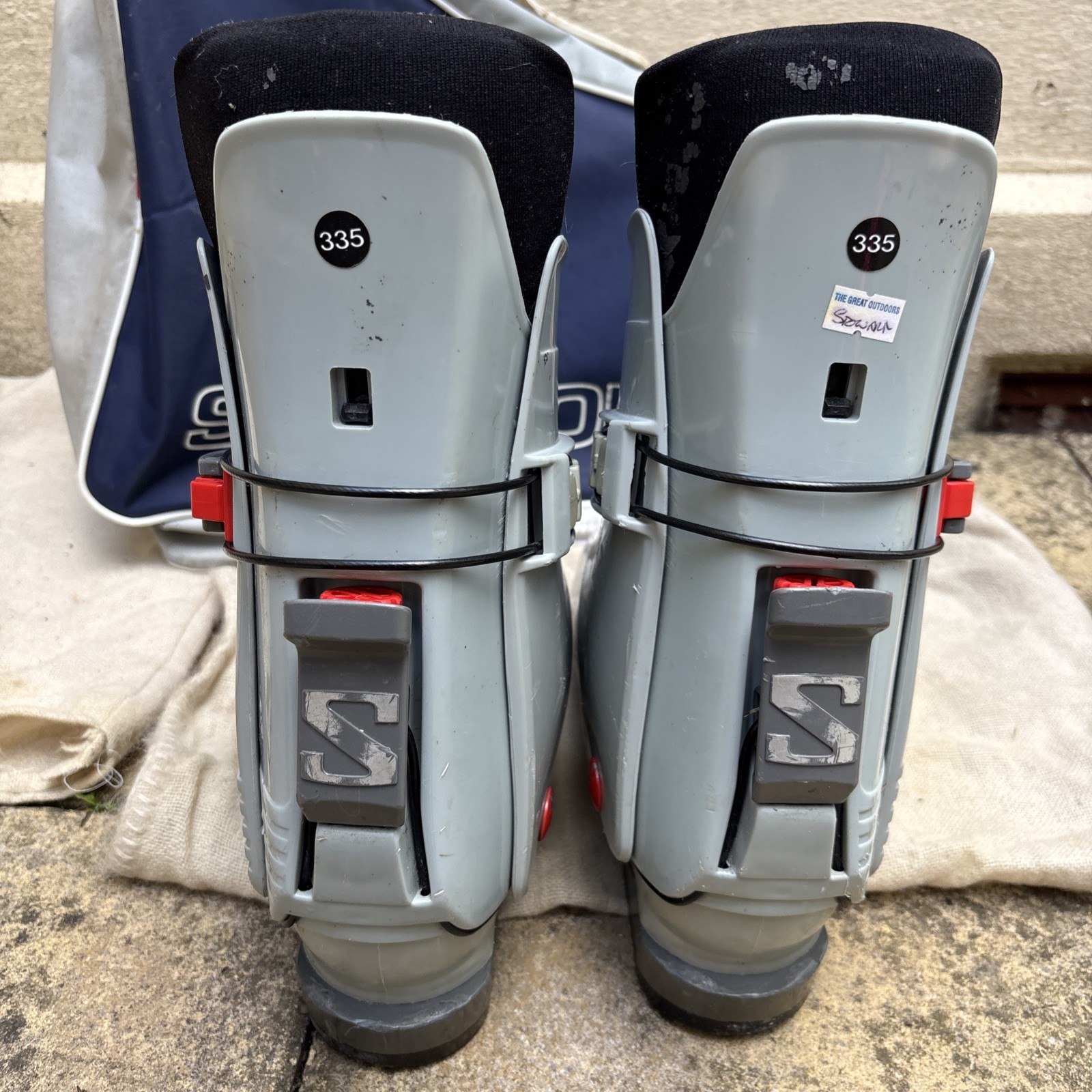 Scarponi da sci Salomon SX 41 taglia EU 48 grigi con sacchetti antipolvere e custodia! Vintage?