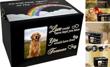 Pet Urn for Ashes, Solid Wood Memorial Urn for Medium - Up to 50lb Pets Black