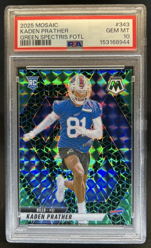 2025 Mosaic Kaden Prather Rookies RC Green Spectris Prizm FOTL #/13 PSA 10