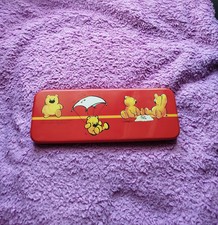 Bärchen Box Rot Orangen Bär Tier Motiv Metall Dose Blei Stifte Paperclip Schule 