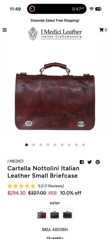 I Medici Leather Messenger Brief Case Reddish Brown New