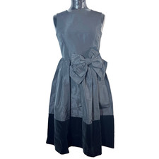 RED VALENTINO sleeveless Black dress fit and flair  Taffeta large BOW velvet hem