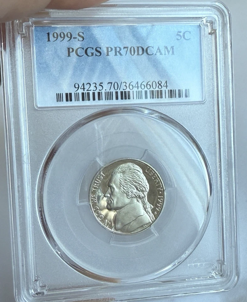 1999-S Jefferson Proof 5c ~ PCGS PR70 DCAM ~ Lite Tone ~ Perfect Grade Deal ~#38 - Image 3 of 4
