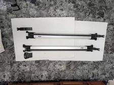 Thule Roof Rack Crossbars Pair Aluminum Universal Silver With Straps End Caps