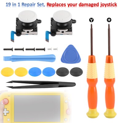 19 in 1 Reparaturset w/3D Analog Sensor Stick+Tool für Switch Lite Joystick