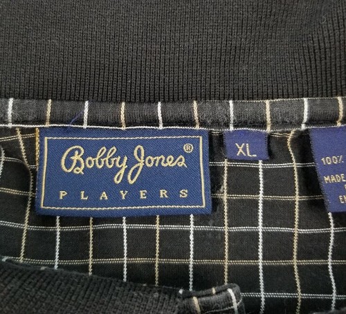Bobby Jones Polo Golf Uomo Extra Large XL Nero Beige Plaid Manica Corta - Foto 4 di 10