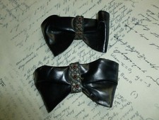 Antique Victorian Shoe BUCKLES Pair Red Rhinestone Shoe Buckles Vintage French