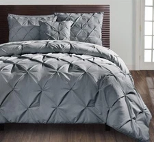 VCNY Home Carmen Pintuck 4 Piece Comforter Set, King, Gray