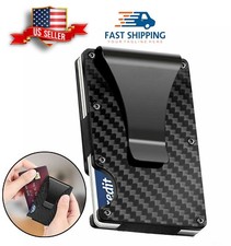 Men's RFID Blocking Slim Money Clip Wallet Card ID Holder Thin Carbon Fiber Alum