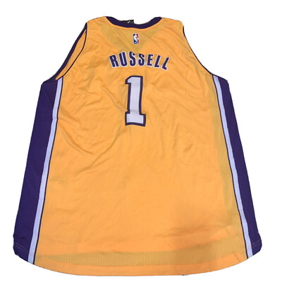 NEW D Angelo Russell Men Size 2X Adidas Los Angeles Laker Yellow Swingman Jersey