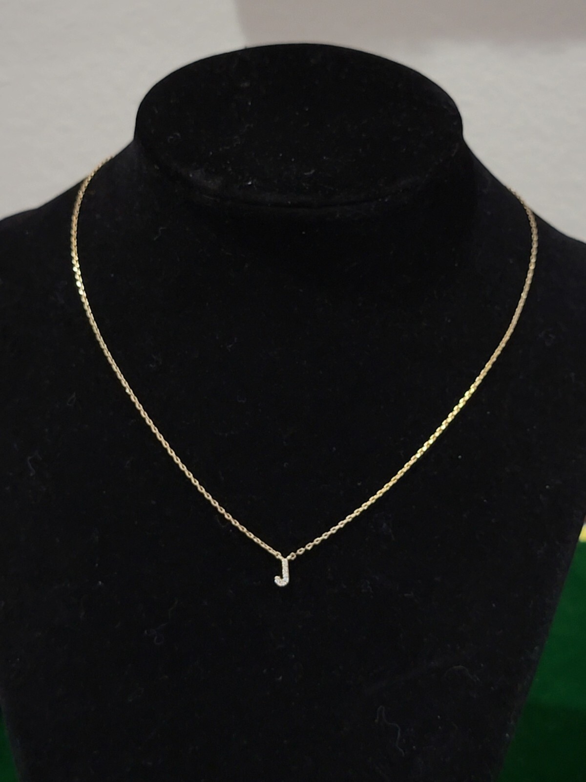 Tiny J Monogram Thin Necklace with Clear Rhinesto… - image 1