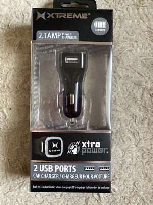 XT-XCC81006BLK Xtreme 2.1Amp Dual Port USB Car Charger Black