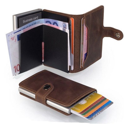 Genuine//Faux Leather Credit Card Holder RFID Blocking Pop-up Wallet Money UK