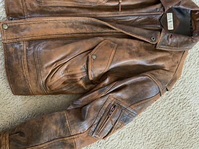 Vintage Distressed Brown Leather Jacket - Andrew Marc Addition