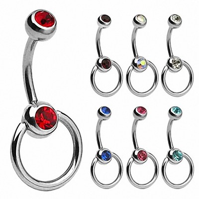 Navel Piercing Surgical Steel Gems Slave