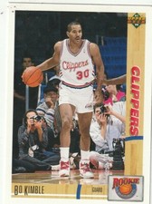 FREE SHIPPING-MINT-1991-92 Upper Deck Bo Kimble #R5 CLIPPERS