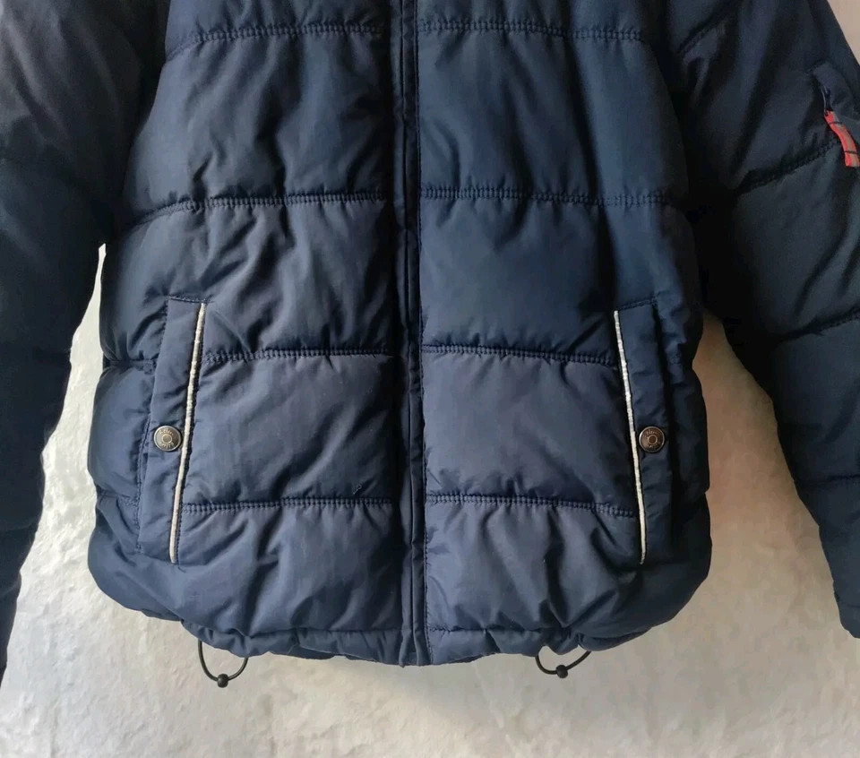 Boden Youth Waterproof Puffer Hooded Winter Coat 11-12Y Navy Blue Pockets Zipper - Image 4 of 4