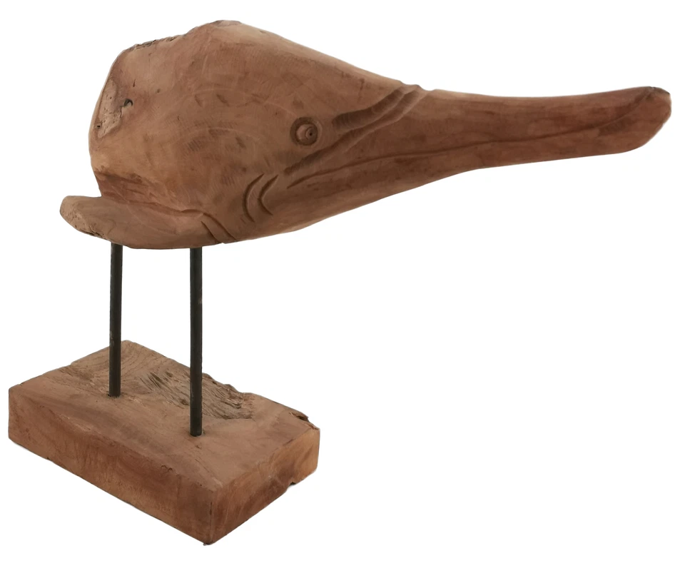 Teak Delphin - Delfin Figur Holz Deko Skulptur Teakholz Dekoration Wurzel Statue - Bild 3 von 4