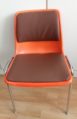 Vintage Stuhl Stapelstuhl Designer Chrom 70s chair Space Age orange Olympia - Imagen 3 de 15
