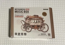 Rokr 3D Wooden Puzzle Stagecoach Music Box (Greensleeves) Mechanical Model Kits.