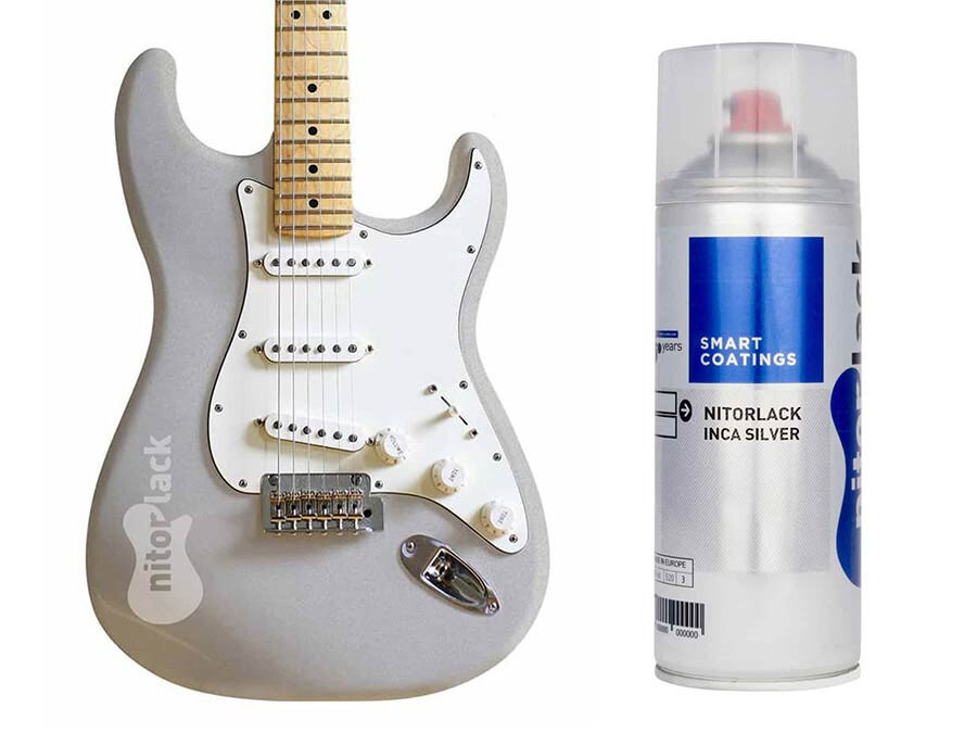 Vernis nitrocellulose NitorLACK inka silver bombe peinture aérosol bois guitare