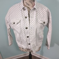Disney Jacket Women xs Minnie Mouse Forever Polka Dot Denim Sequins Embroidered