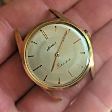 Herma Electric Watch Landeron 4750 For Parts or Repair, Good Balance