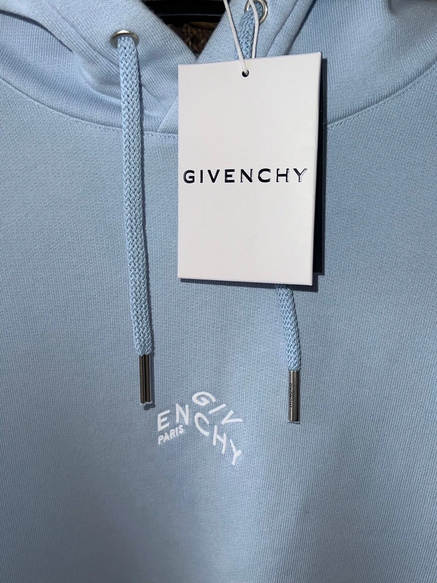 Givenchy Baby Blue Distressed Logo Sweater