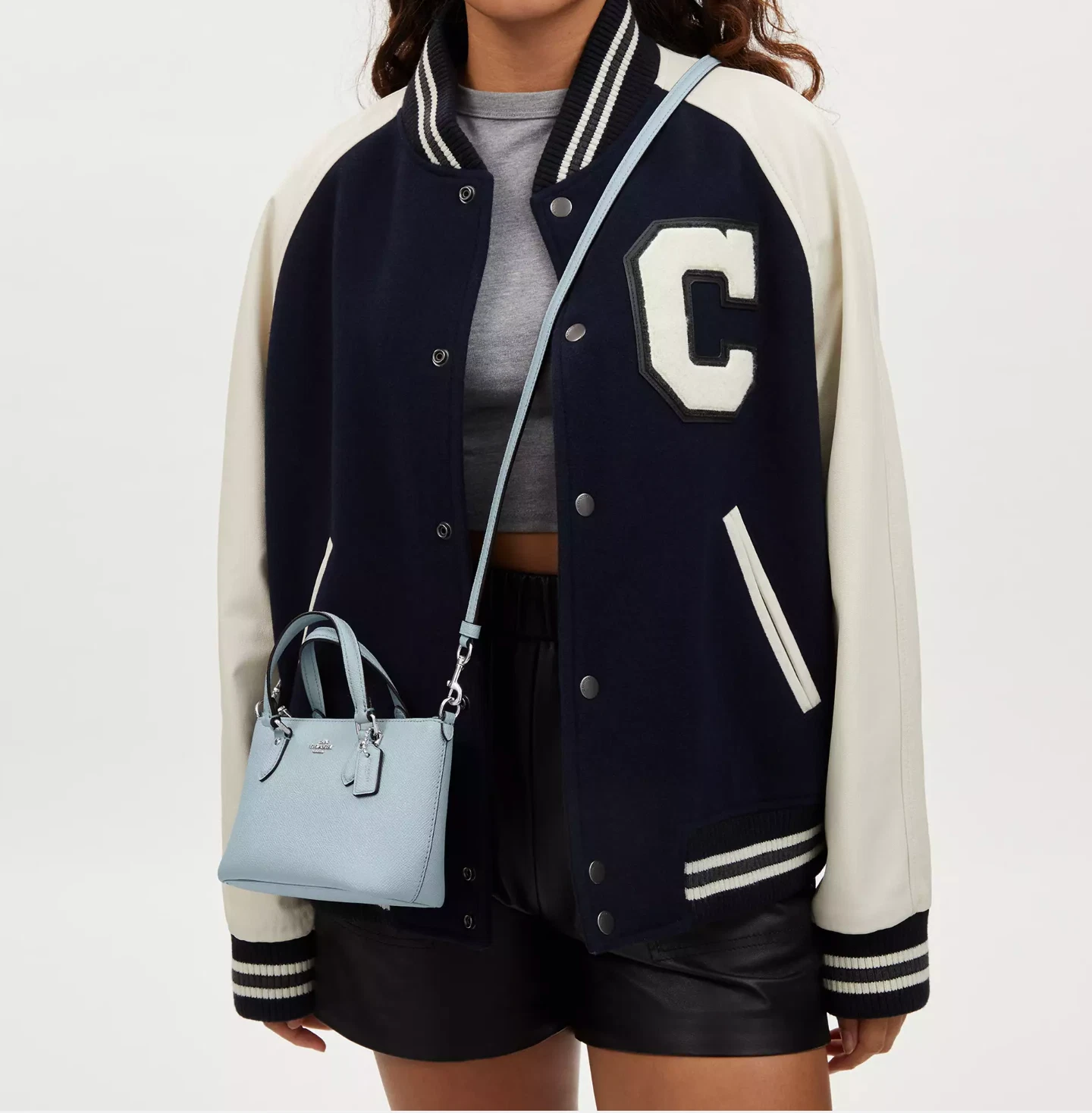 Nuova con etichette Tracolla Coach Mini Gallery CN752 Blu Pallido Glitterata ✨ Pelle