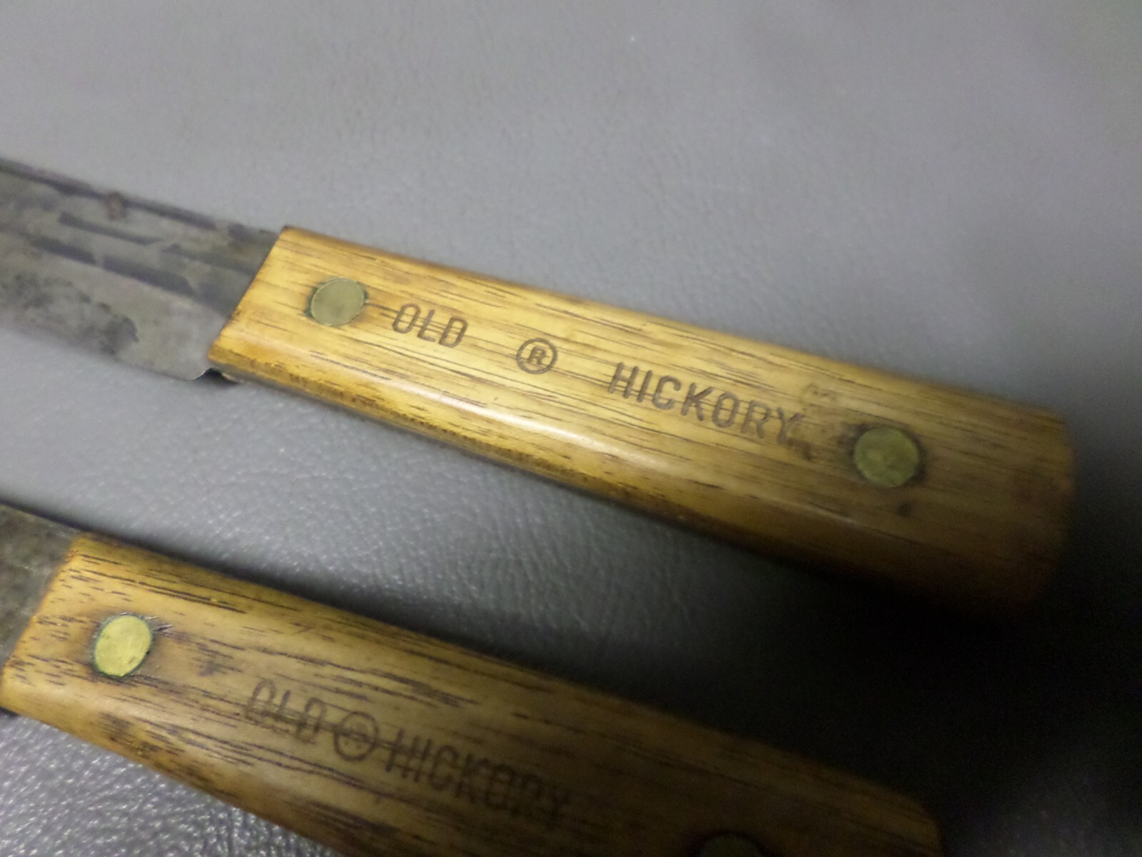 3 VINTAGE ONTARIO KNIFE CO. TRU EDGE OLD HICKORY BUTCHER KNIVES SOLID