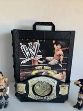 2012 Tara Toys 10 Wrestling WWF Superstar Action Figures & Carrying Case 1 Belt