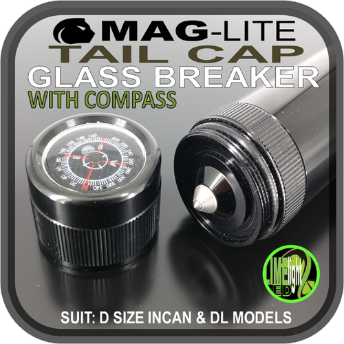 MAGLITE MODIFICATION UPGRADE D TAIL COMPASS WITH GLASS BREAKER D/DL MODELS AU - Picture 6 of 11