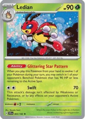 ledian pokemon card price - 144/142 Stellar Crown Grass Colorless Rapid Draw (20) Draw 2 cards Pokemon - Sword & Shield