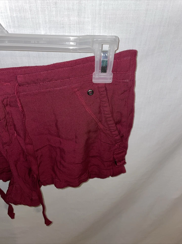 Pantalones Cortos Informales Bebop Para Mujer Talla Mediana Rojo Cremallera Mosca Cordón Bolsillos Atletismo Foto 4 de 4